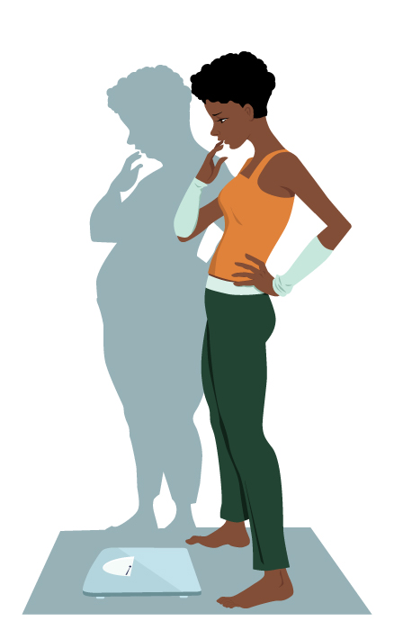 Illustration of Girl with a Larger Shadow for Anorexia